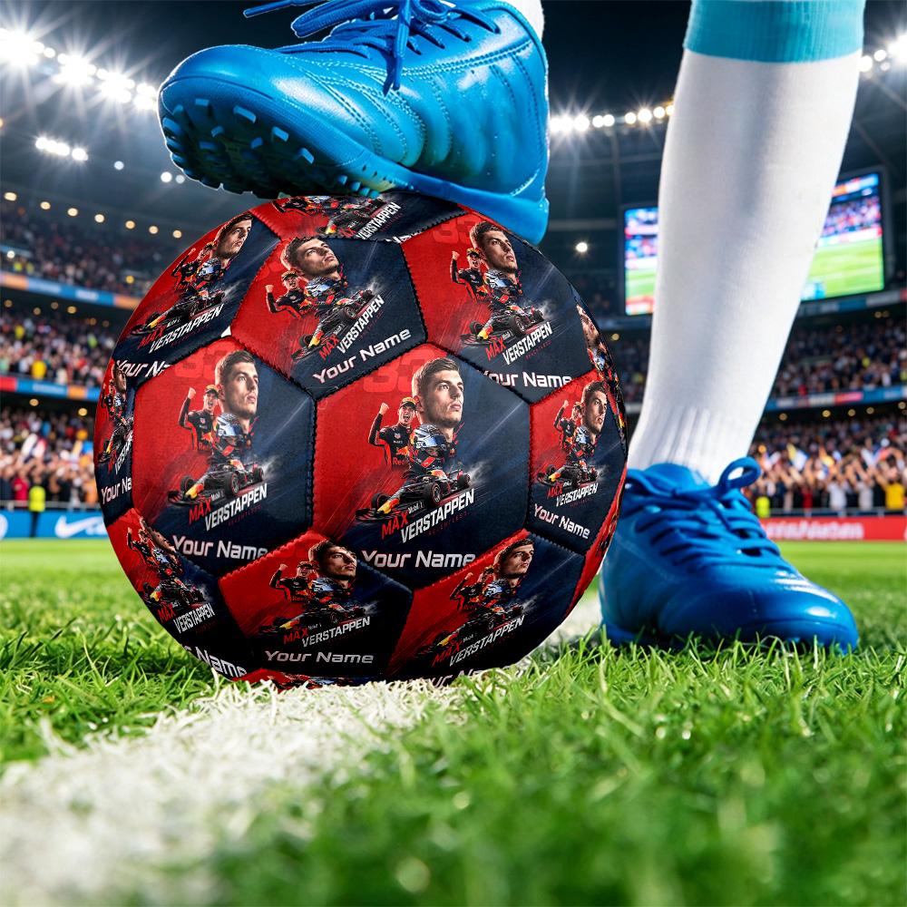Max Verstappen Size 5 Football, Custom Name Text Personalized Soccer Ball Sport Training Gift