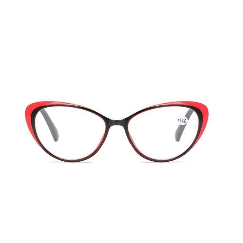 Spring Legs Cat Eye Farsighted Eyeglasses Women Black Red Frame Presbyopic Spectacles +100 to +400