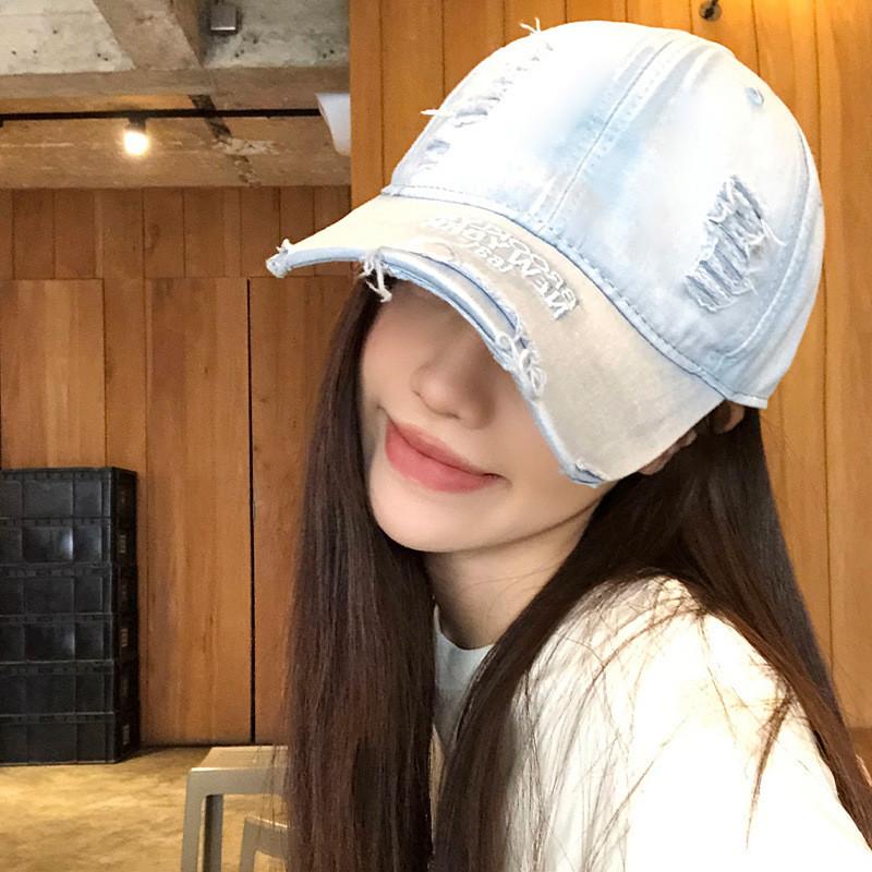 Baseball Washed Denim Cap With Wide Brim For Gift For Teens Sun Protections