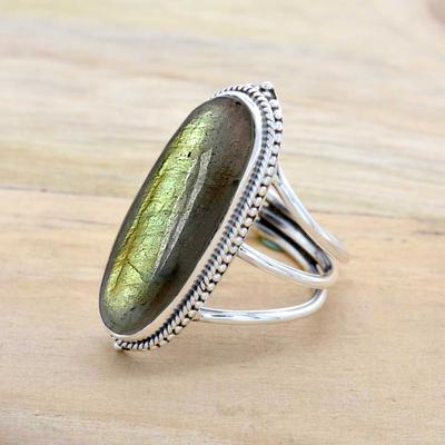 Labradorite 925 Sterling Silver Ring, Natural Gemstone Handmade Women Statement Ring