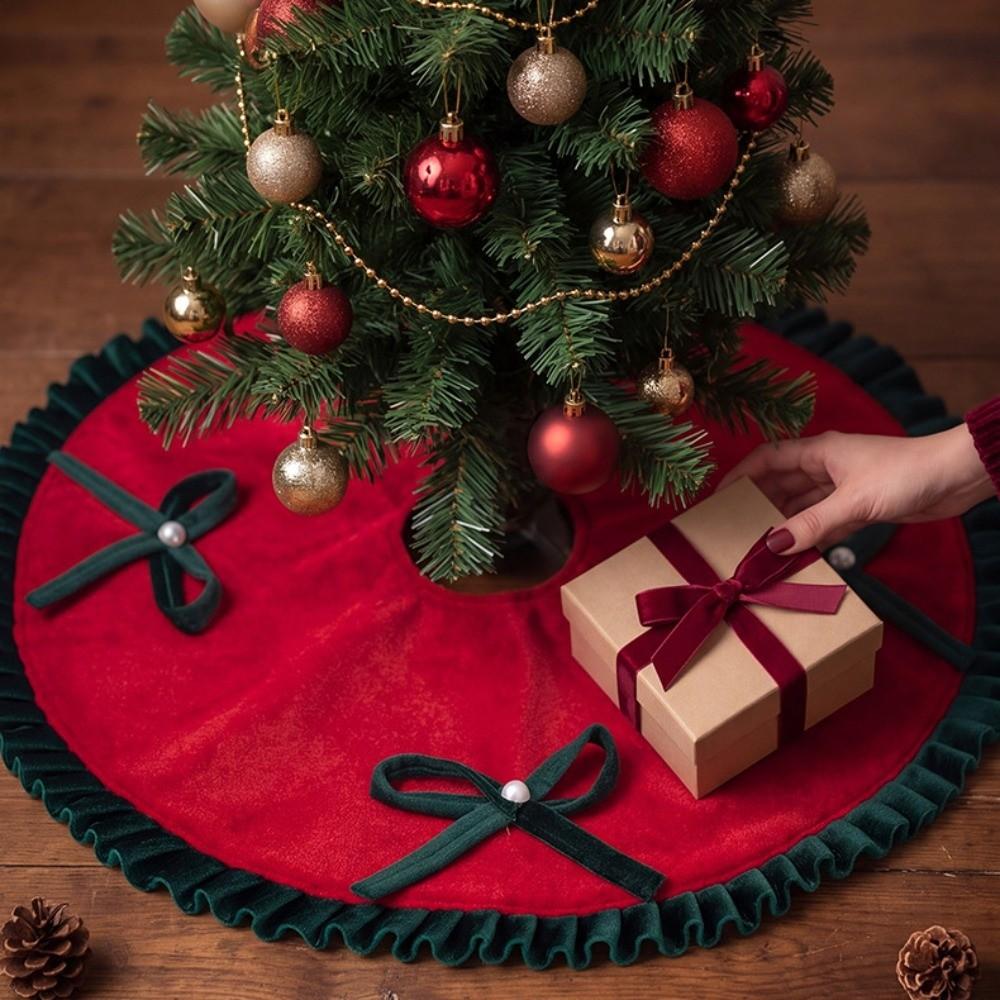 Decoration Christmas Tree Bow Ruffled Skirts Large Size Xmas Tree Foot Cover Household