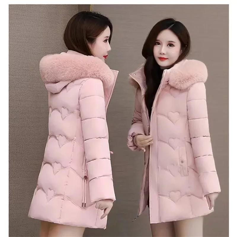 Women Down Cotton-Padded Jacket Women Long Winter Parkas Thick Fashion Outwear High-End Hooded Warm Cotton Padded Coat Female