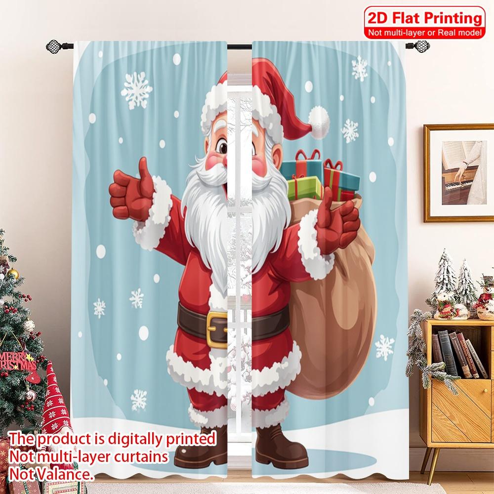 

2 шт. 2D плоская печать Счастливого Рождества Популярные оконные шторы Милый Дед Мороз Подарочный мешок 100% полиэстер Без электричества Праздничные 52.50×116.00 CM 2pcs