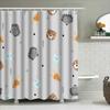 Adorable Animal Print Shower Curtain Set For Bathroom Decor Waterproof Fabric With Hooks Various Sizes Available (White)