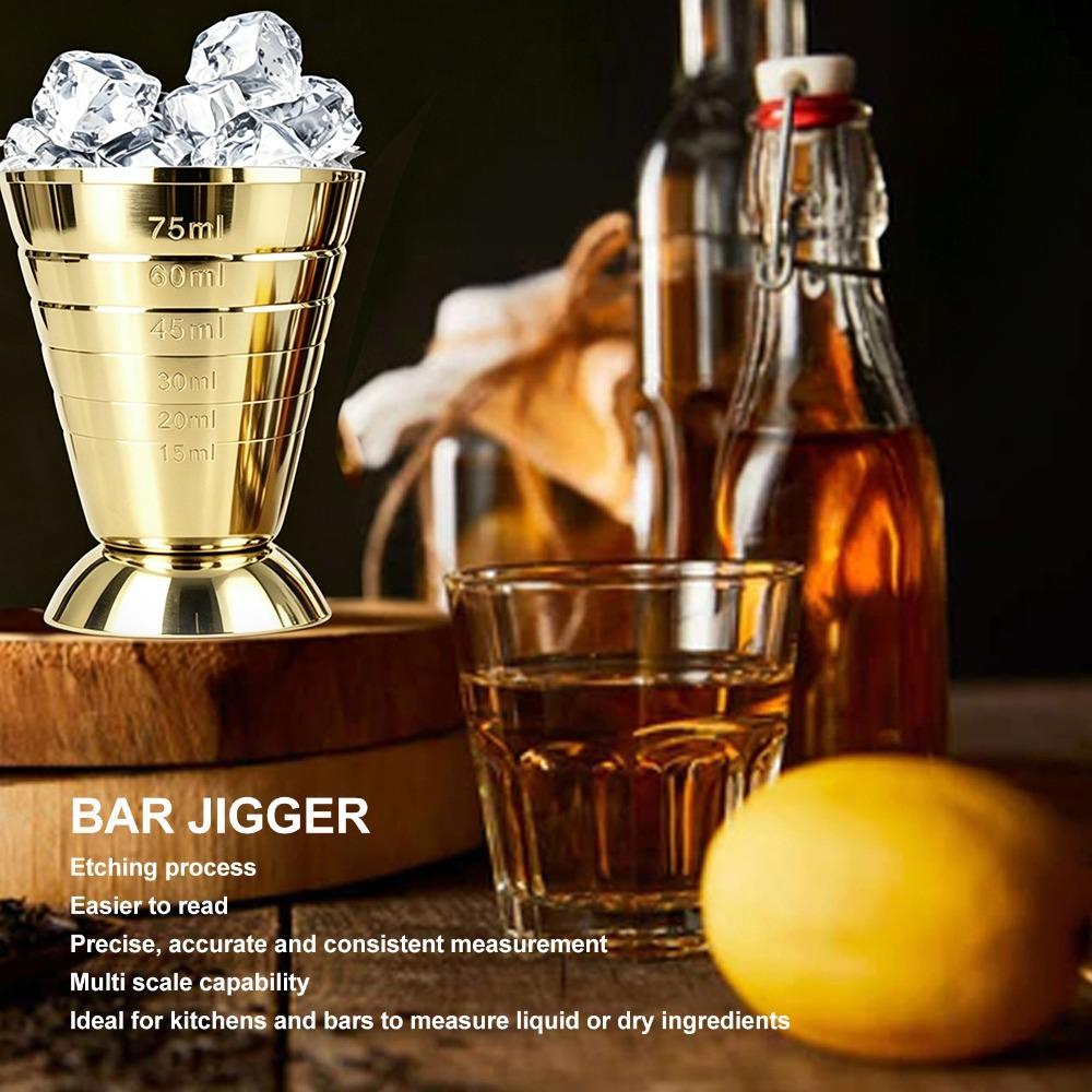 304 Stainless Steel Bar Measuring Cup 3 Scales Kitchen Measuring Cup Cocktail Jigger  Home