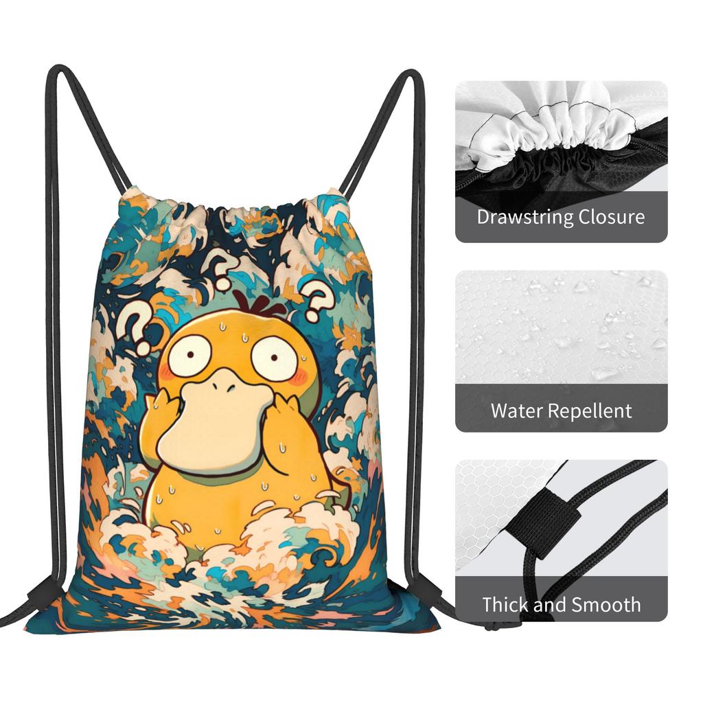Custom P-Psyducks Drawstring Backpack Women Men Gym Sport Sackpack Portable Manga Shopping Bag Sack