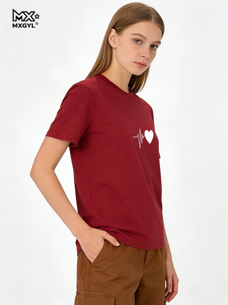 Love Heartbeat Print T-Shirt Cute Nurse Healthcare TShirt Funny Couple Matching Valentines Day Gift Shirt