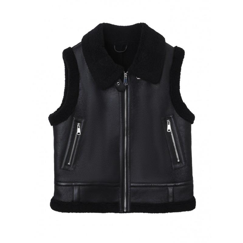Womens Faux Suede Collared Vest With