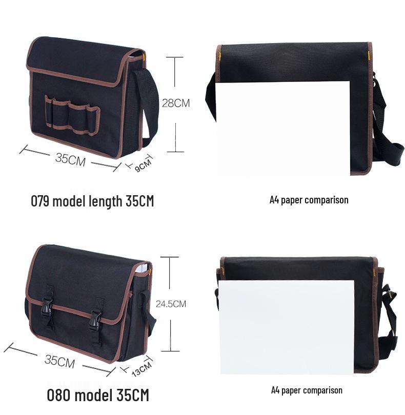 Oxford Canvas Electrician Tool Bag for Air Conditioner Repair - Large, Thickened, Single-Shoulder, Multifunctional Storage.