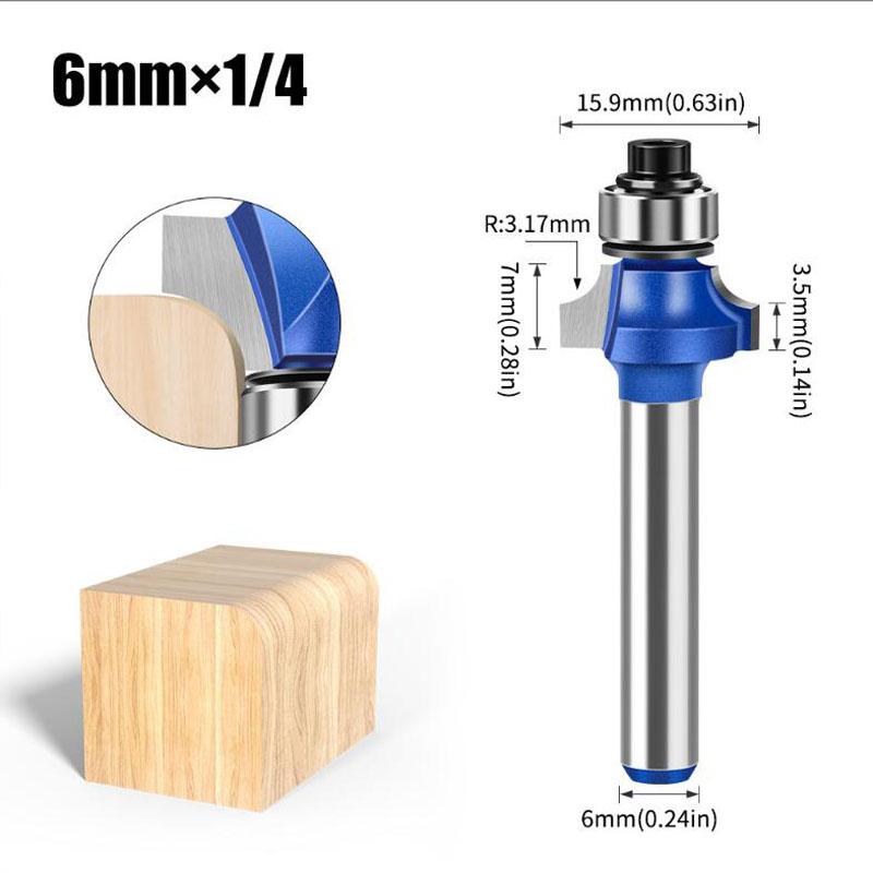 1/4 Inch Shank 6mm Shank Blue Roundover Router Bit Set Carbide Wood Router Bits for Woodworking