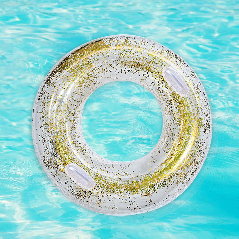 Thickened Pvc Internet Celebrity Sequined Transparent Swimming Ring Water Inflatable Swimming Ring Armpit Ring Floating Ring Quality 90#