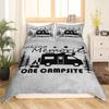 Happy Camping Comforter Cover King, Summer Camping Decoration Bedding For Boy Teens Family, Beach Vacation Style Duvet Cover Set