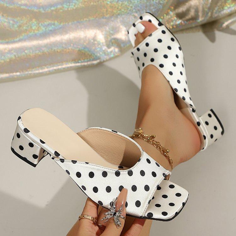 able Chunky Heel Slip-On Shoes Women s Summer  Color Block Thick Bottom Sandals Low Heel Comfortable Women s Sandals 35
