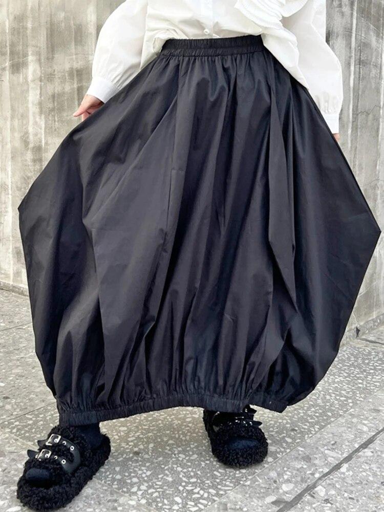 Xitao Saia de cintura elástica irregular plissada personalidade moda feminina DMJ4056