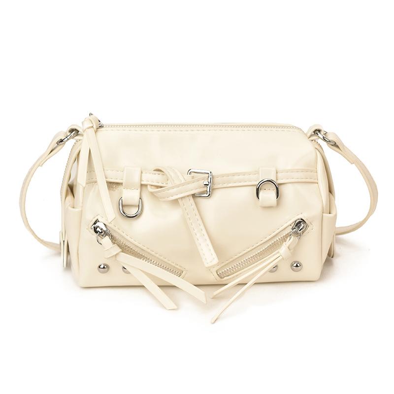 

Glossy Pu Crossbody Bag Fro Women Fashion Zipper Detail Women Handbag бежевий