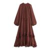 Kaslead New Arrival Women's Fashion Style Fashion Minimalist Lotus Leaf Trim Small Stand Collar Dress