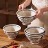 Retro Hand-Painted Blue & White Large Noodle Bowl - High-Footed Porcelain for Creative Dining