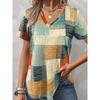 Fashion Women's V-Neck Short Sleeve 3D Casual Color Printing Casual Short Sleeve V-Neck T-Shirt