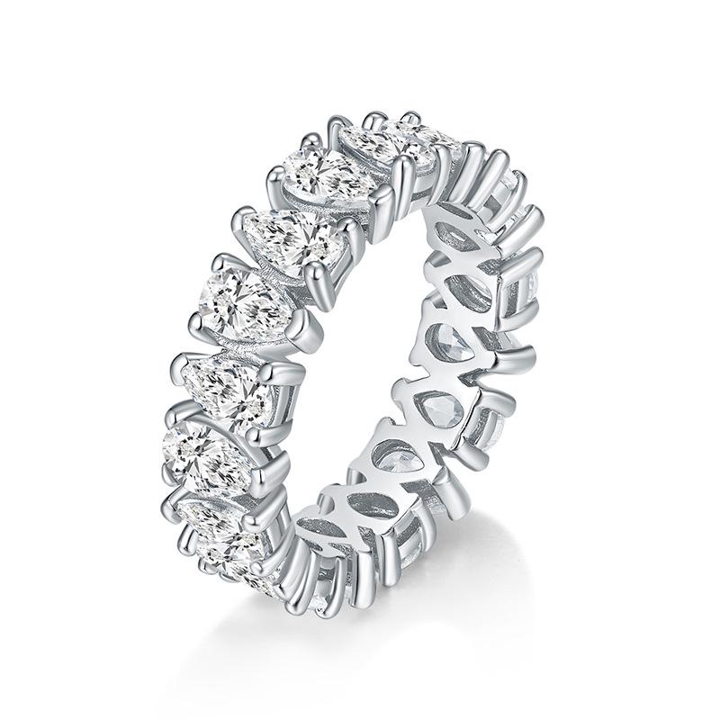 Серебряное кольцо S925, классическое европейское и американское, роскошное, с муассанитом, в форме капли, для женщин Size 7
