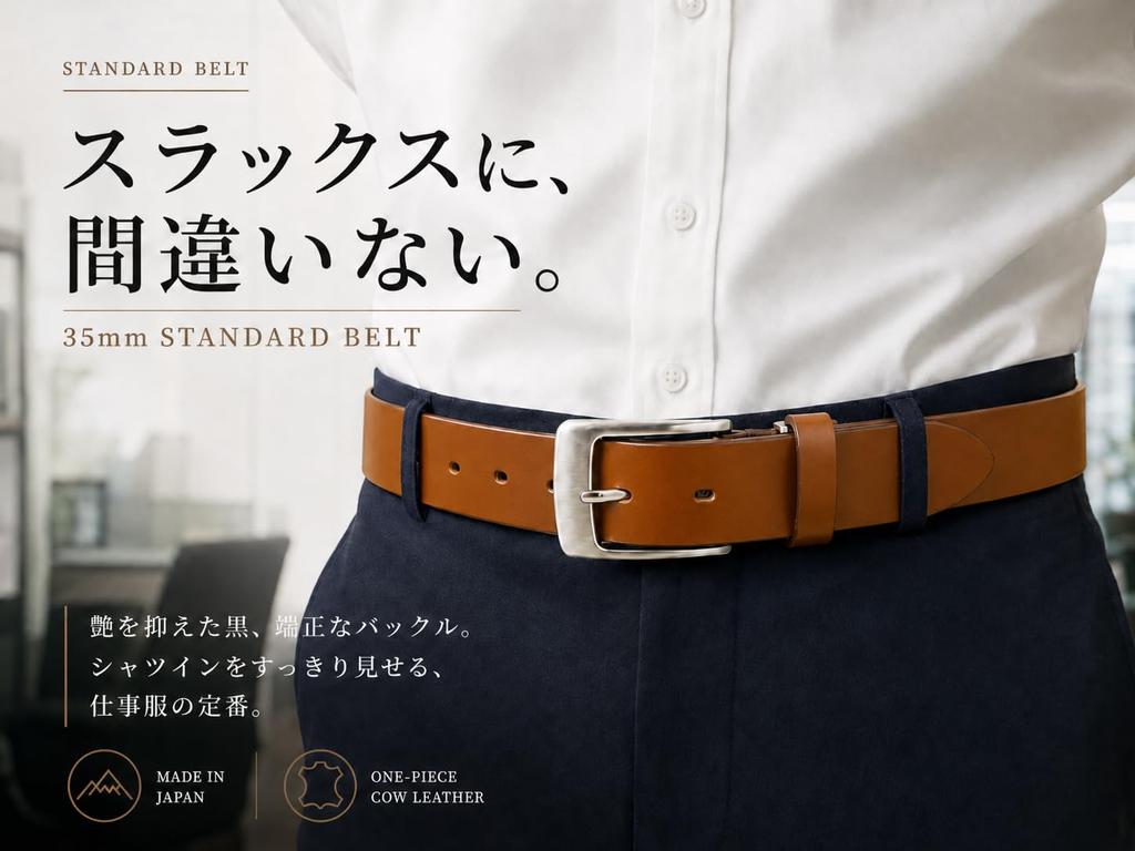 [SADO] Belt, Made In Japan, Cowhide Leather, Handmade, Direct from Japanese Manufacturer, 35cm Wide, Single Piece Leather, Imported Leather, Genuine