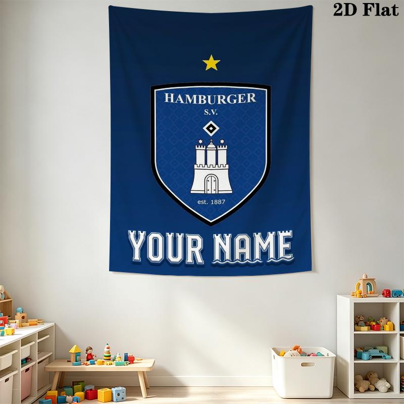 Custom Name Hamburger SV Wall Tapestry Aesthetic Wall Hanging Printed Fabric Blanket Decorative Tapestries for Bedroom Living Room Home Decor