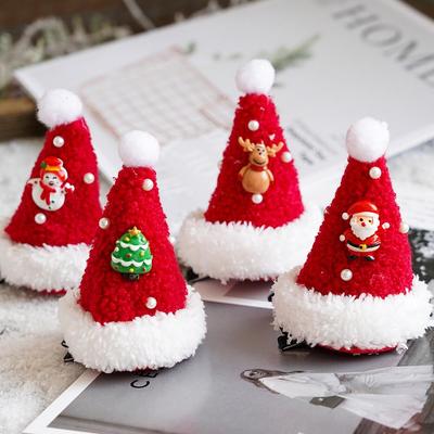 Qingmeng Christmas Hair Clip: Festive Snowman & Tree Plush Hat for Kids and Seniors.