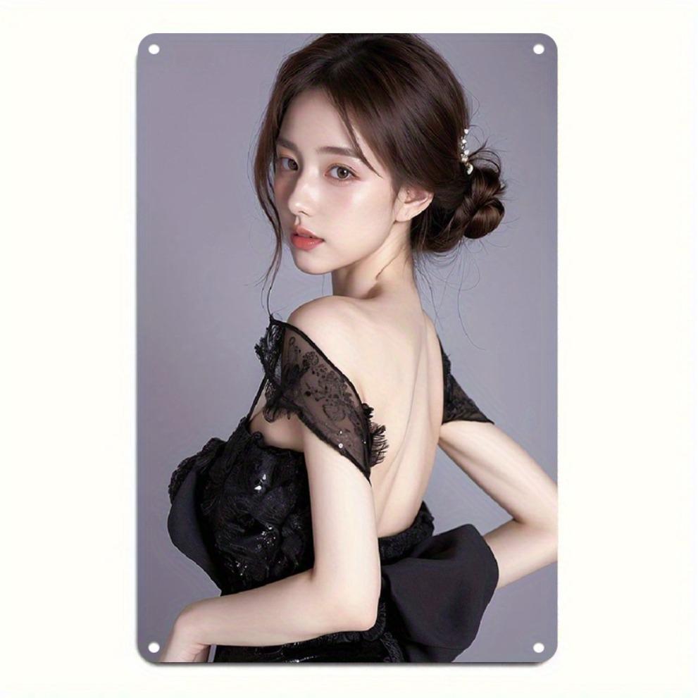 

Ретро Металлическое Настенное Искусство Винтажное Кружево Портрет Элегантный Домашний Декор Черно-Белый Холст Постер 8x12 Дюймов 20x30cm（7.8x11.8inch）