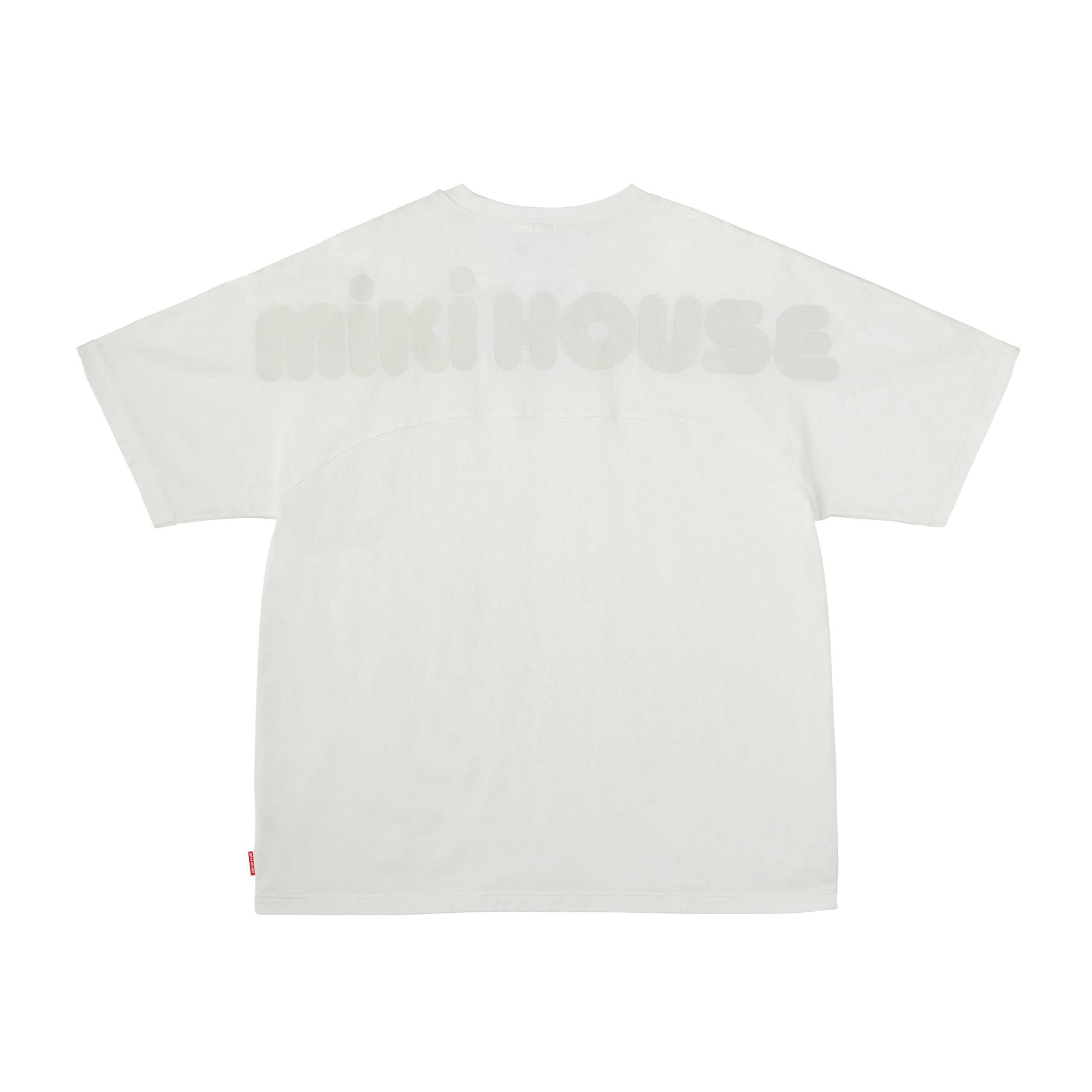 

для для мальчиков и L белый [Miki House] Эксклюзивная футболка с коротким рукавом для взрослых, однотонная, с логотипом, для девочек, парная для родителей и детей, для малышей, для детей, детская белый