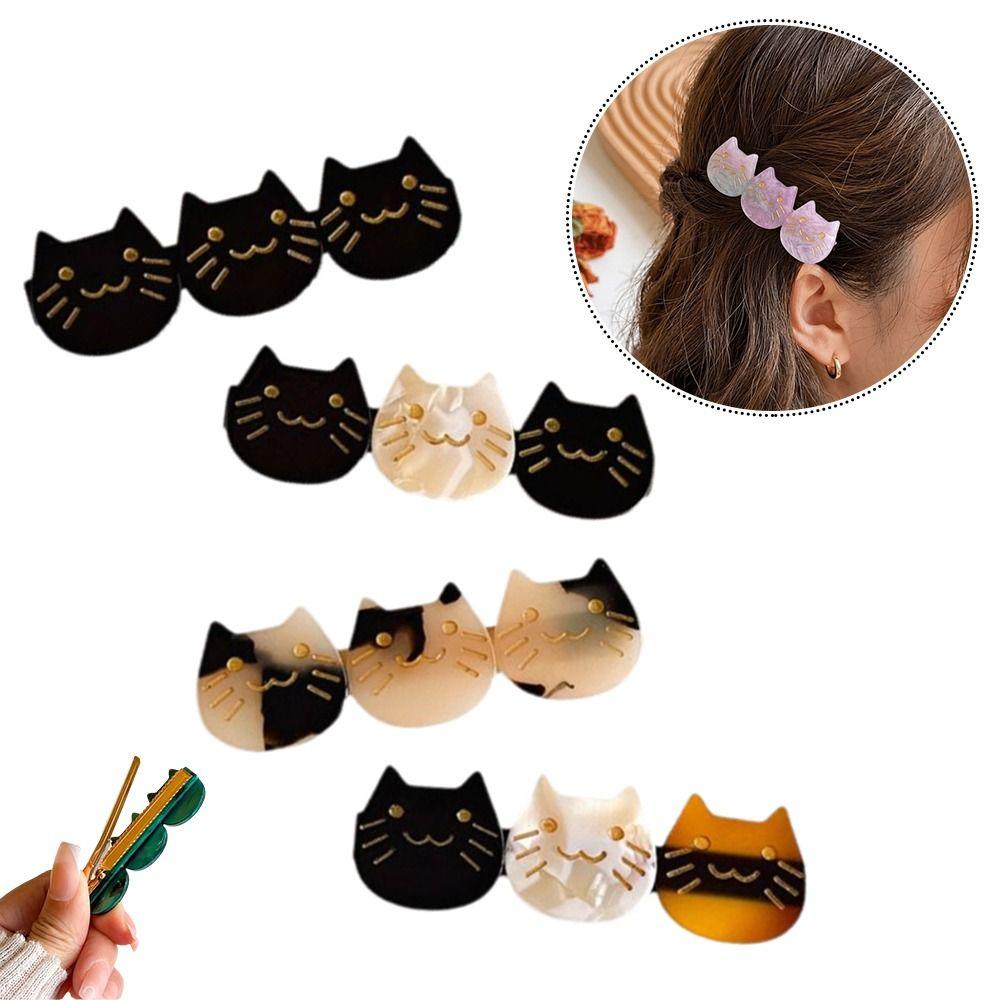 Sweet Cat Flat Clip Korea Acetate Hairpin Cute Side Bangs Clip Hair Accessories