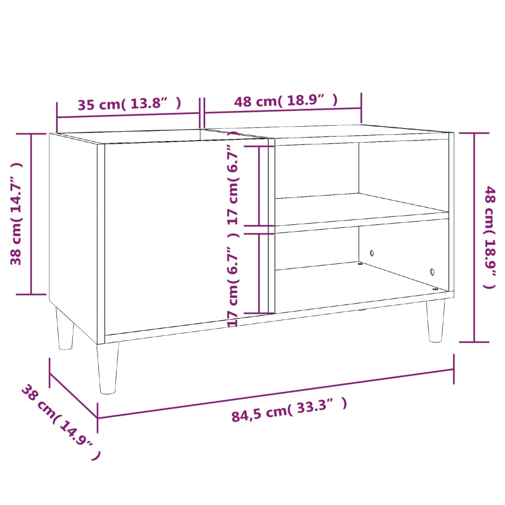 Vidaxl Szafka Na Płyty, Biała, 84,5X38X48 Cm, Materiał Drewnopochodny