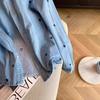 Amerikanischer Retro Blauer Weicher Denim-Hemd Damen Frühling Herbst Herz-Druck Dünne Jacke Lässig Vielseitig Locker Langarm Oberteil Hemd