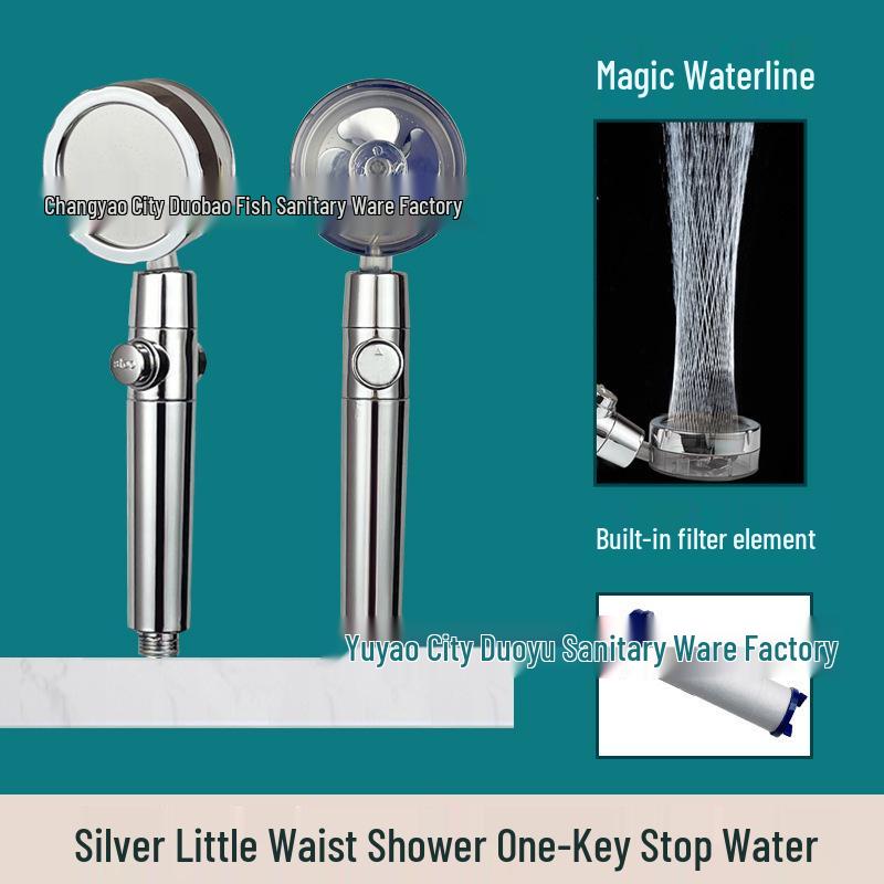Compact High-Pressure Turbo Shower Head Set with Rain-Effect