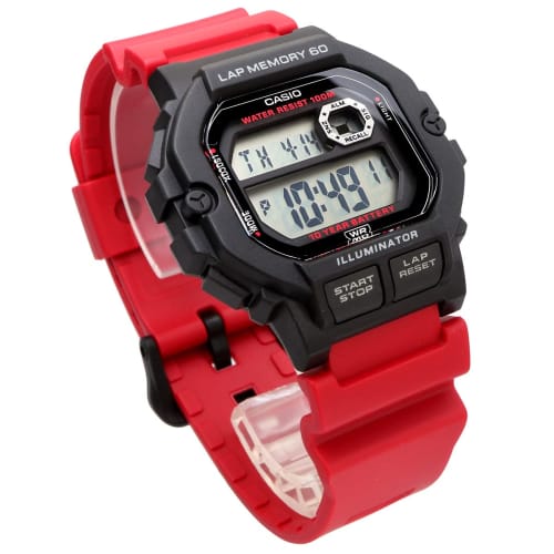 Casio CASIO Sports Gear Digital Men's Watch with 60 Lap Memory Function WS-1400H-4AV Overseas Model Black x Red