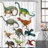 Dinosaur Sketch Shower Curtain: Fun, Vintage-Inspired Bathroom Decor For Playful, Educational Ambiance And Imaginative Touch