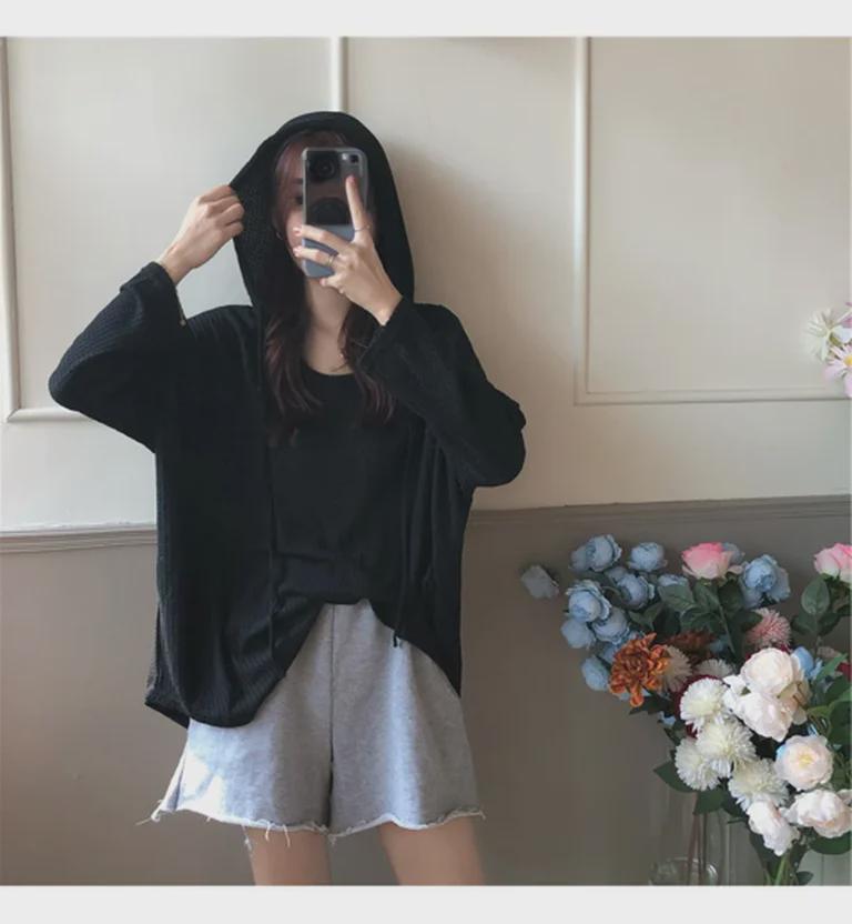 2025 Korean-Style Oversized Hooded Sweater - Women's Trendy, Lightweight, Long-Sleeve Pullover for Spring and Autumn