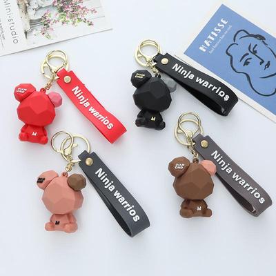 Adorable Bear Silicone Keychain Pendant - Cartoon Couple Car & Bag Decoration