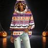 Women's Fashion 3/4 Sleeve Halloween Print Hoodie Pullover Top