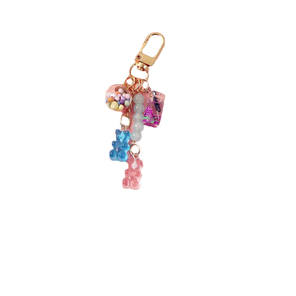 Men Women Bag Pendant Acrylic Floating Fruit Fashion Accessories Keyholder Key Ring Bear Key Chain