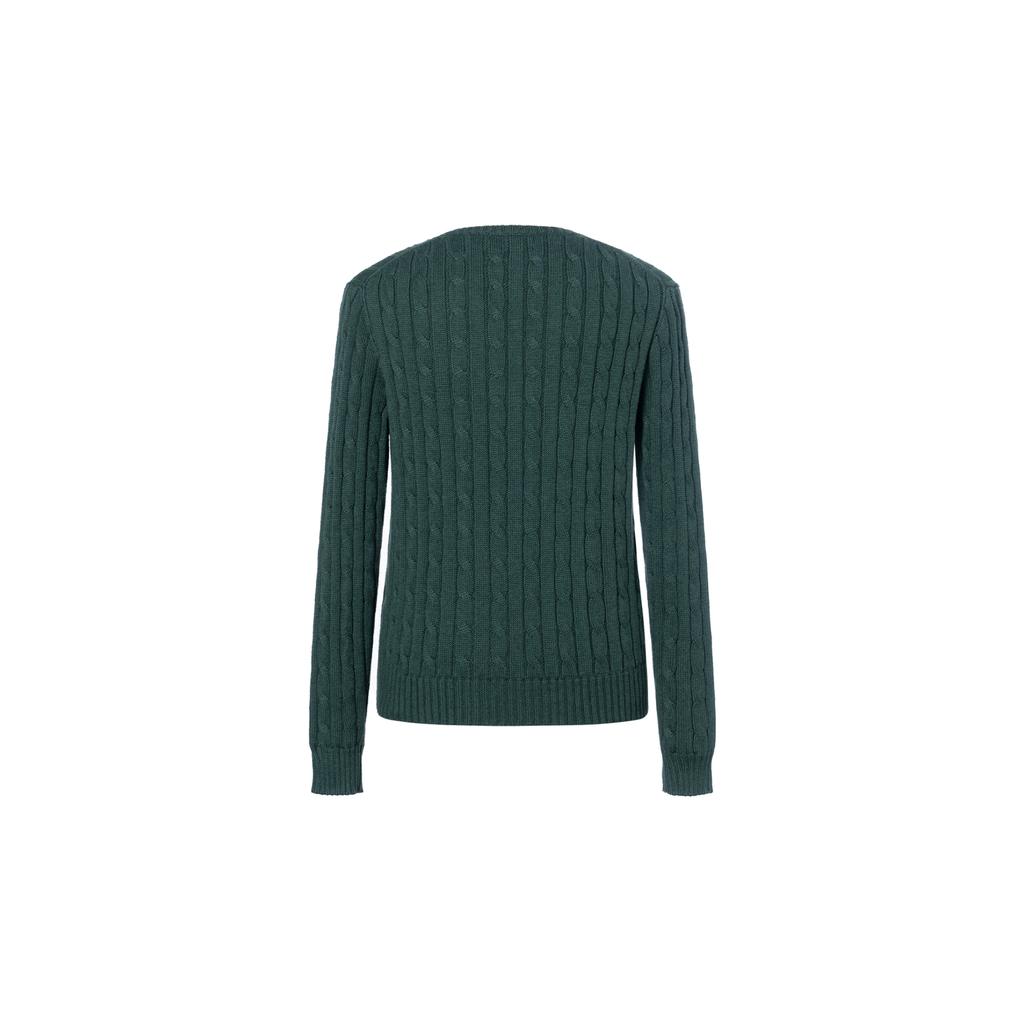 Polo Ralph Lauren Ss24 Solid Color Small Pony Embroidered V-Neck Long Sleeve Knit Sweater Women sweater Green 211570011-595