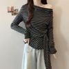 Korean Style One-Shoulder Long-Sleeve Knit Top for Autumn