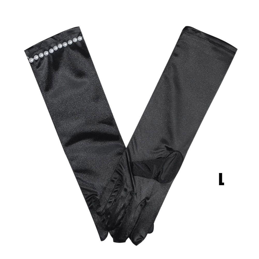 

1Pair Children Long Gloves Princess Dance Performance Stage Gloves Satin Sequins Bow Glove Solid Full Finger Mittens Accessories