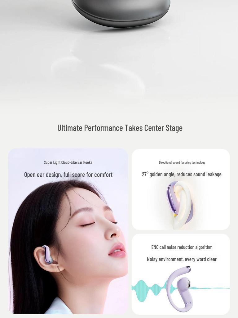 Wopin Open-Ear Wireless Bluetooth Headphones with Noise Cancellation for Cycling