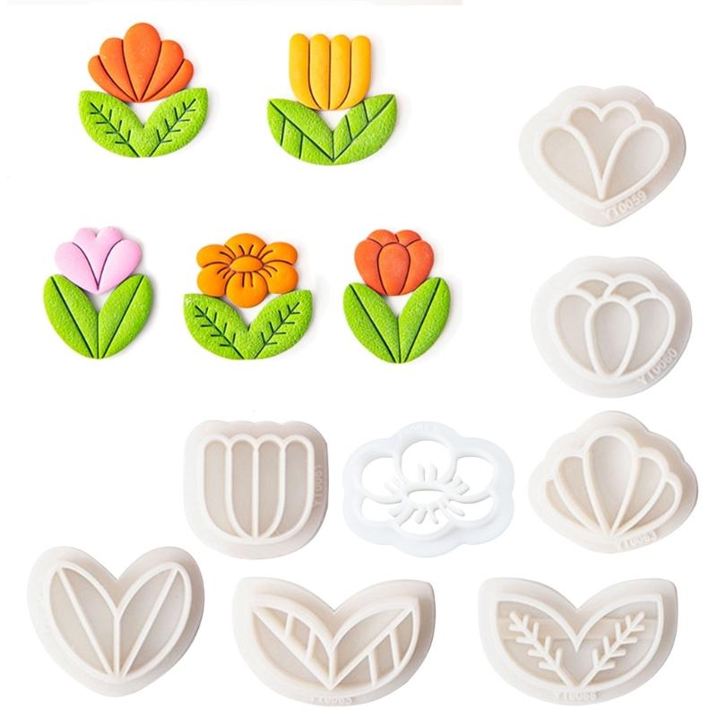 Spring Floral Clay Cutters for Earrings Jewelry Making Flower Clay Earrings Cutters  Plastic Earrings Pendant Mold Tool