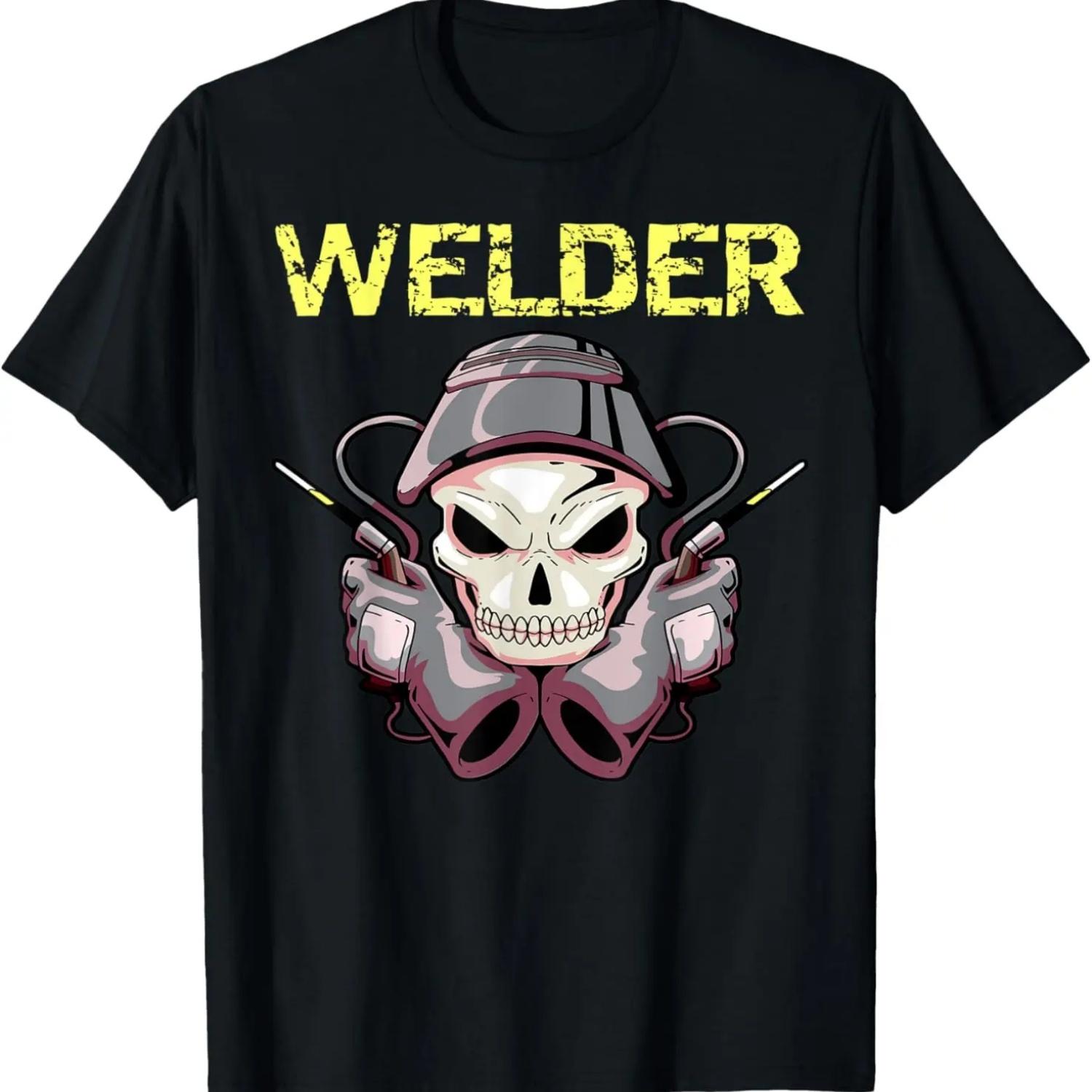 

T Shirt Homme Welder T-Shirts Summer Short Sleeve Crew Neck Graphic Tee Women Tops S чёрный