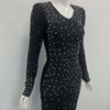 Cross-Border Bandage Dress: Sexy Deep V Beaded Rhinestone Evening Gown for Women