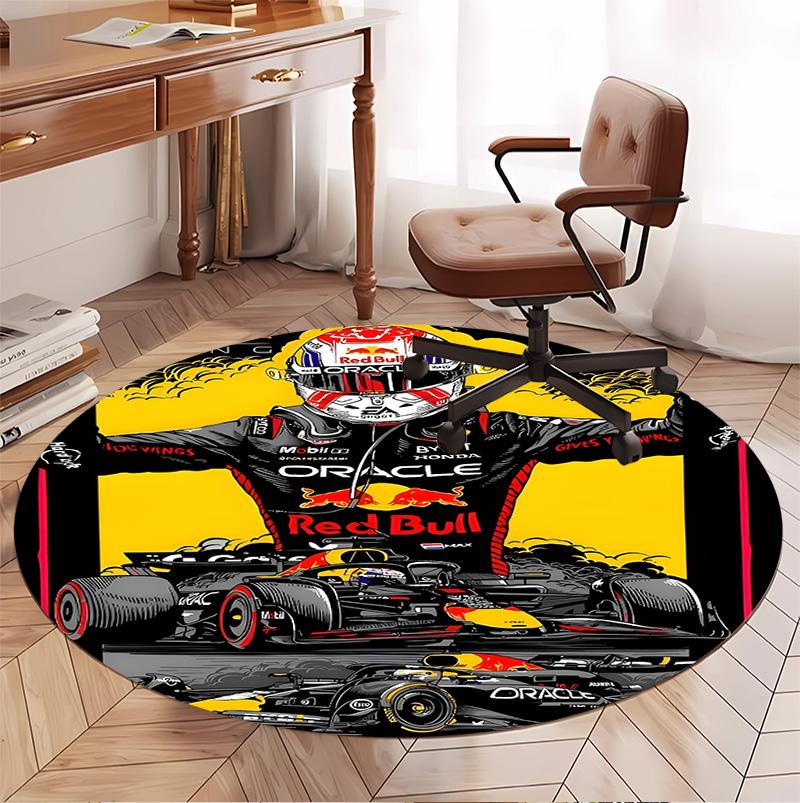 Red Bull Racing Muster Runder Teppich, Innen-/Außenmatte, für Picknick, Spielzimmer, Schlafzimmer, Büro, Wohnzimmer, Heimdeko Teppich, Geburtstagsgeschenk