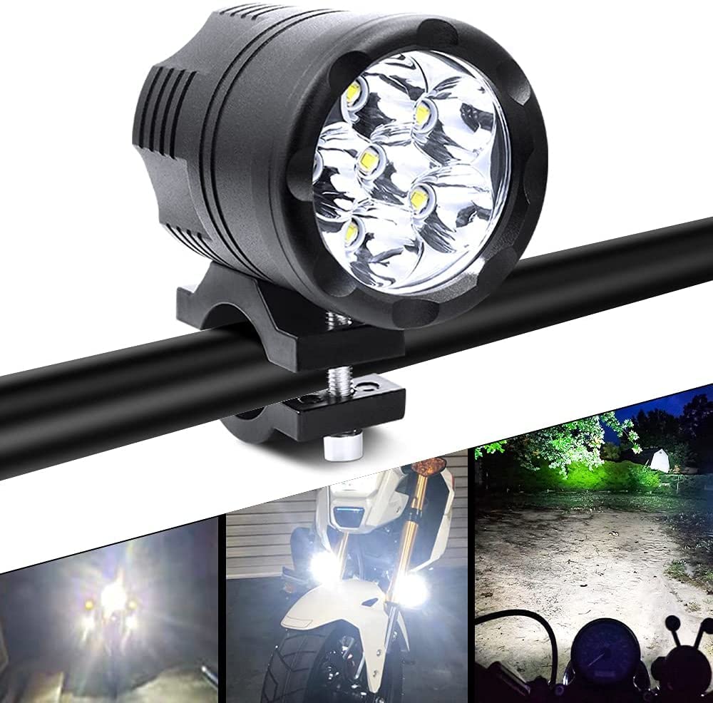 Biqing 60W Motorcycle LED Fog 6 LED Spotlights for Auxiliary High Long Shock 1 Piece Waterproof Switch Light/Work Light, Motorcycles, 12V/24V,