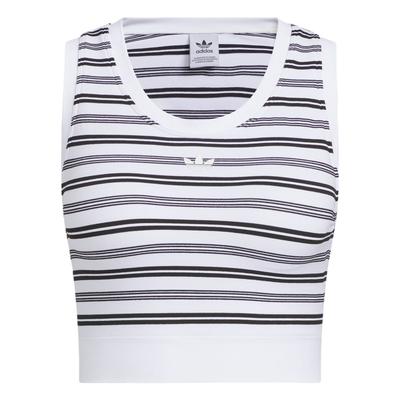 Originals Striped Round Neck Comfortable Slim Fit Sports Vest Women Tops White KE3722