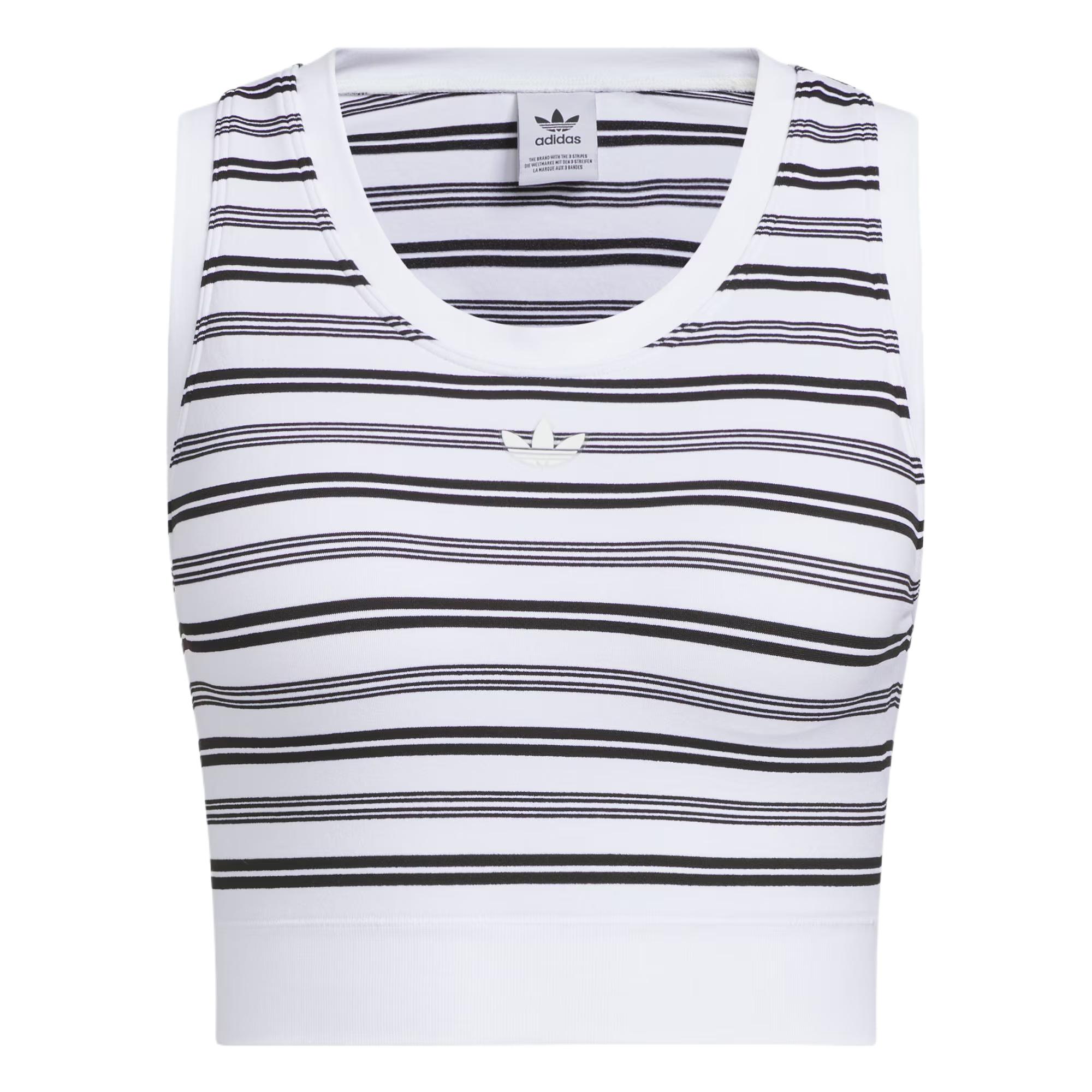 

Adidas Originals Striped Round Neck Comfortable Slim Fit Sports Vest Women Tops White KE3722 S