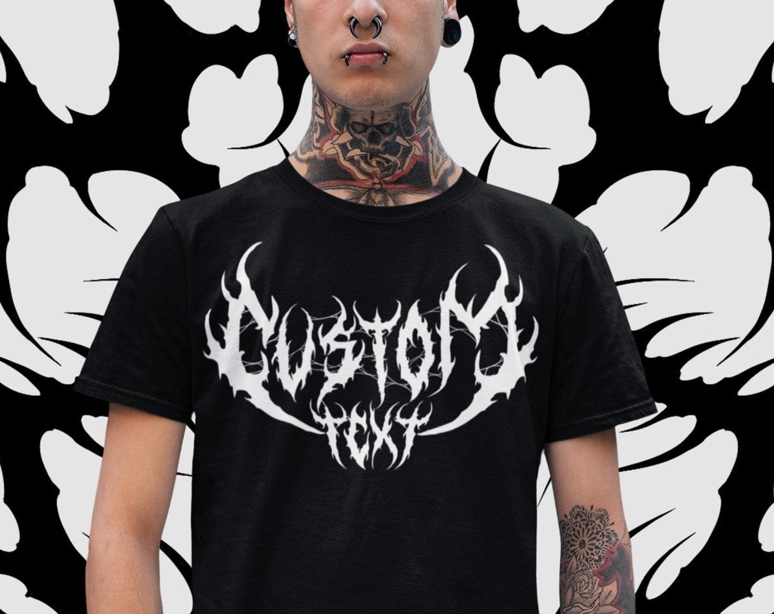 Custom Text Dark Heavy Metal Lettering Unisex T-Shirt | Custom | Metal Fan Gift | Custom Shirt Gift | Heavy Metal Shirt | Death Metal Gift 2XL